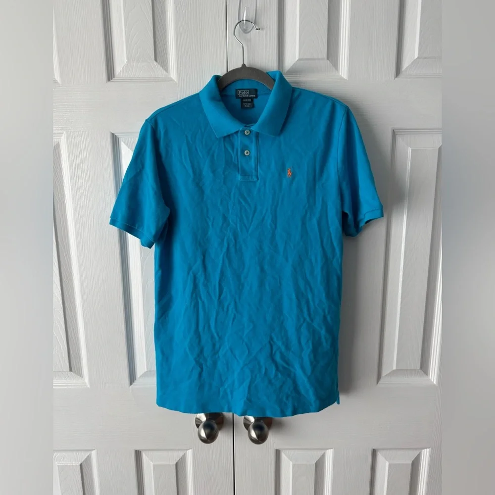 Polo Ralph Lauren Teal Cotton Polo Shirt Orange Pony Boys XL 18-20
